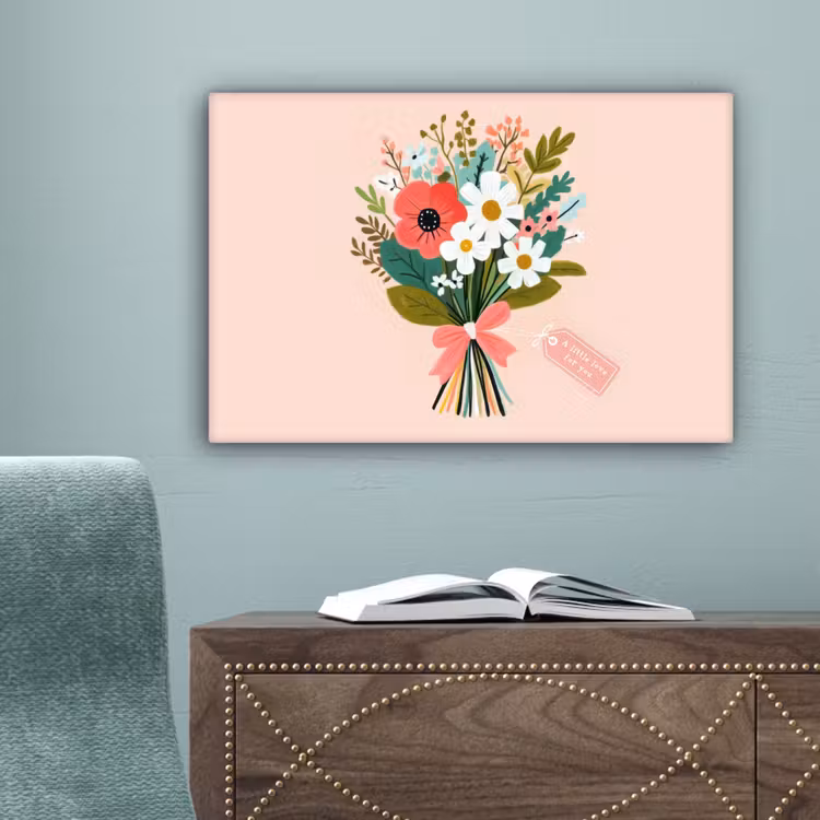 Boeket - Strikje - Kaartje - Quote canvas 2cm klein -sfeer4