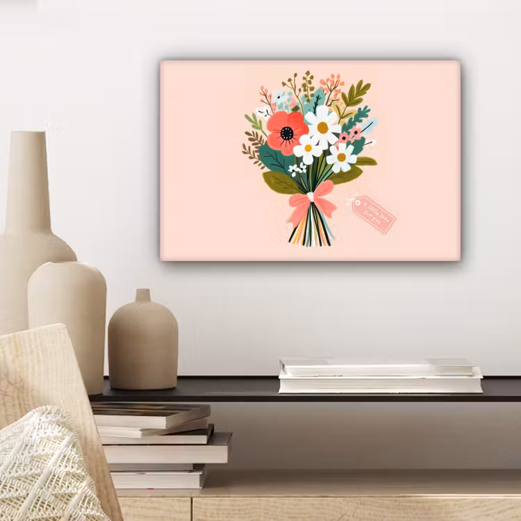Boeket - Strikje - Kaartje - Quote canvas 2cm klein -sfeer6