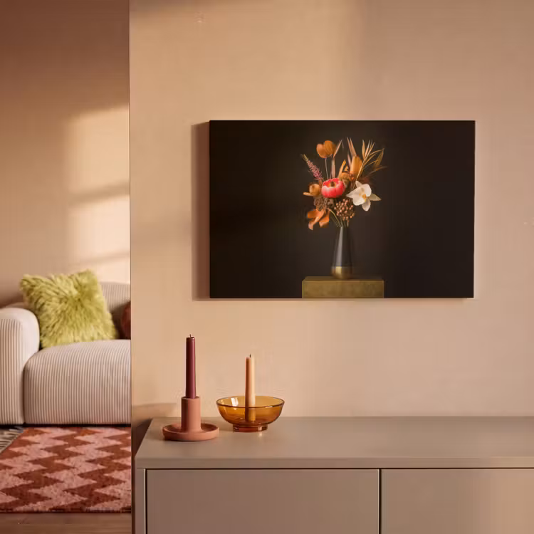 Boeket - Oranje - Gouden - vaas canvas 2cm klein -sfeer1