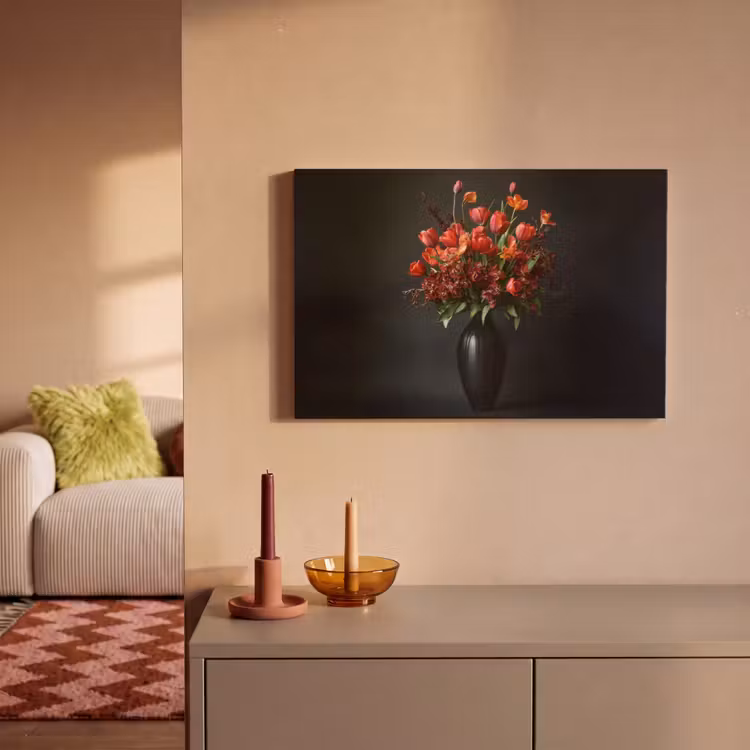 Boeket - Tulpen - Vaas - Rood canvas 2cm klein -sfeer1
