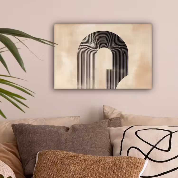 Boog - Strepen - Minimalistisch - Zwart canvas 2cm klein -sfeer1