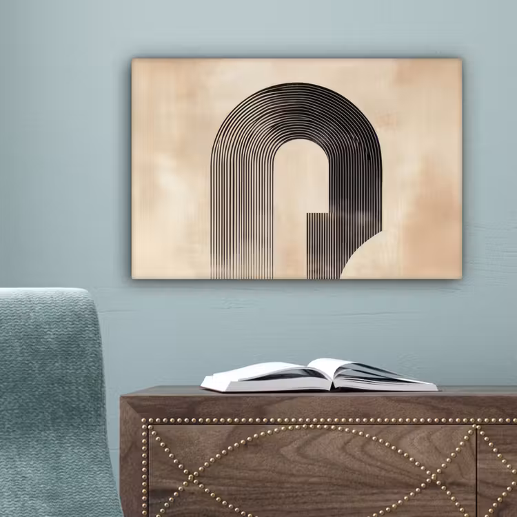 Boog - Strepen - Minimalistisch - Zwart canvas 2cm klein -sfeer4