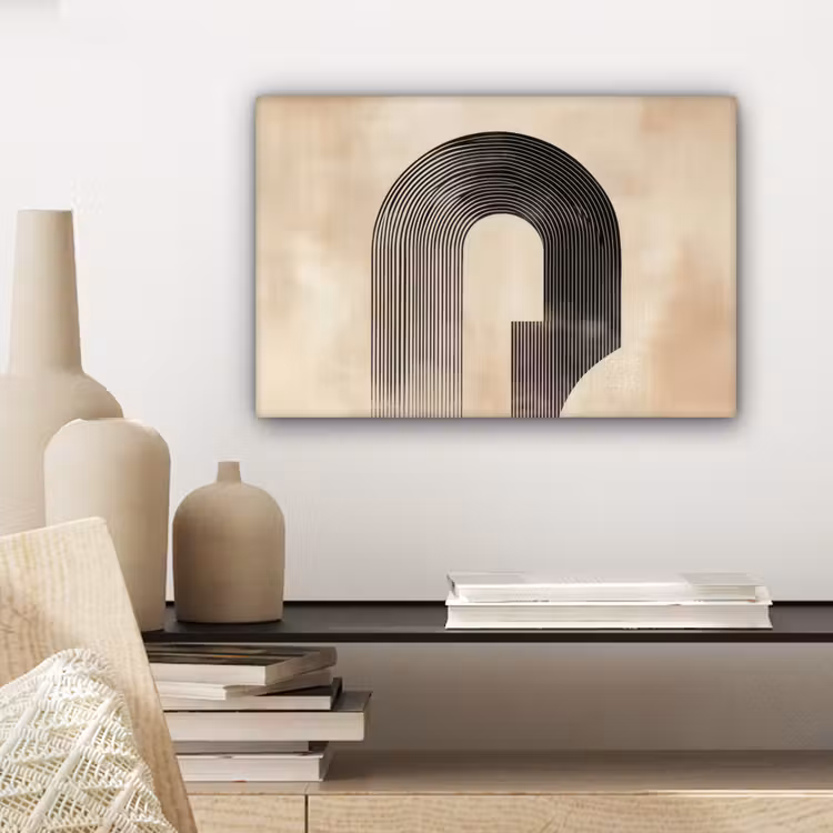 Boog - Strepen - Minimalistisch - Zwart canvas 2cm klein -sfeer6