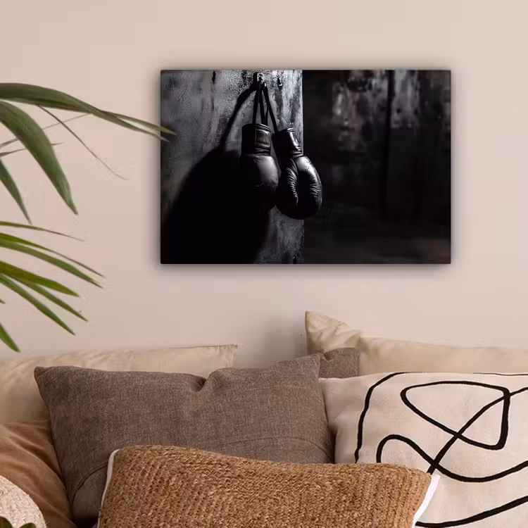 Bokshandschoenen - Muur - Duister - Zwart canvas 2cm klein -sfeer1