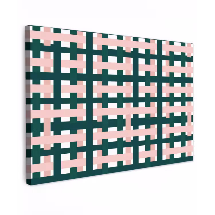 Vlechtpatroon - Groen - Roze - Grafisch canvas 2cm klein 34 -z3d