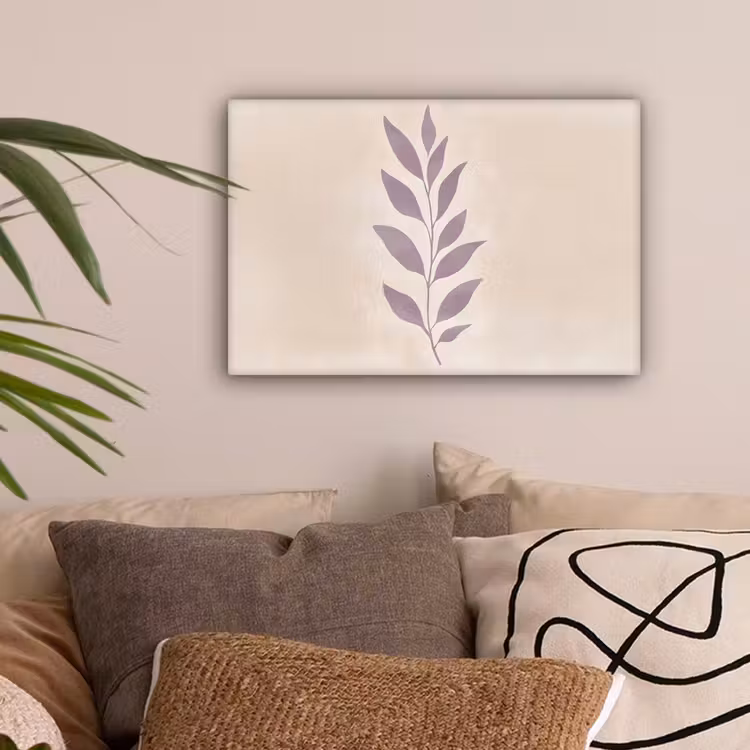 Tak - Bladeren - Minimalistisch - Beige canvas 2cm klein -sfeer1