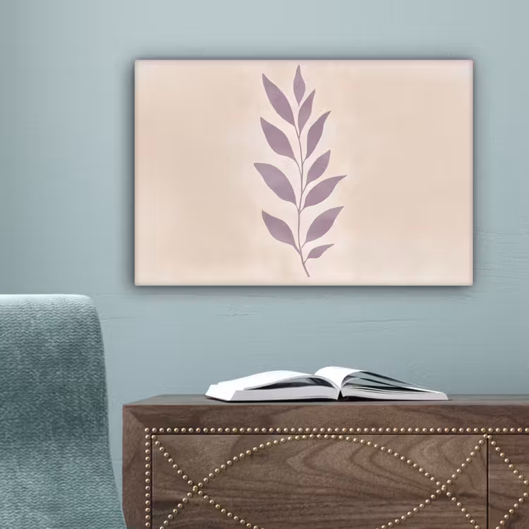 Tak - Bladeren - Minimalistisch - Beige canvas 2cm klein -sfeer4