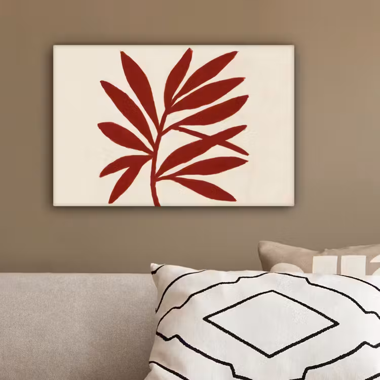 Tak - Bladeren - Rood canvas 2cm klein -sfeer3