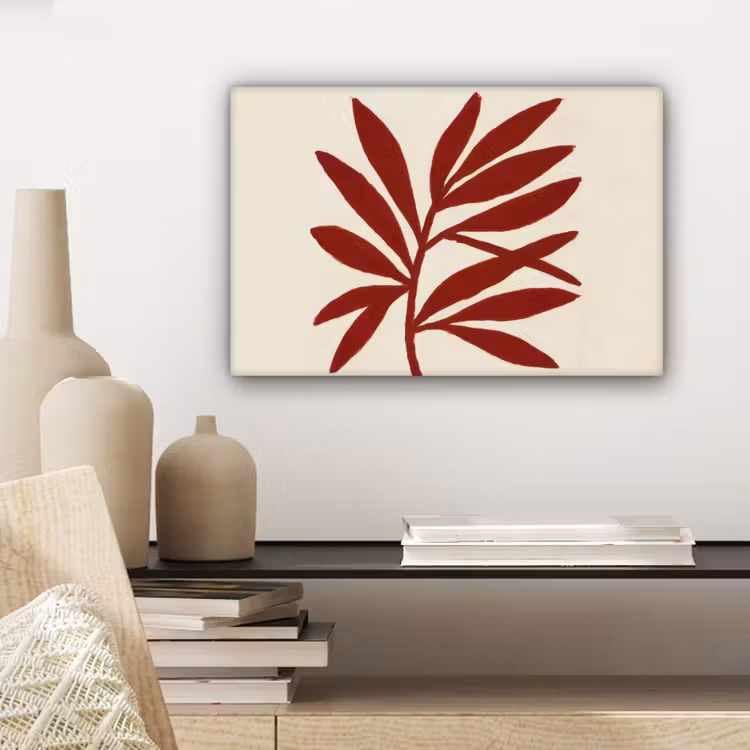 Tak - Bladeren - Rood canvas 2cm klein -sfeer6