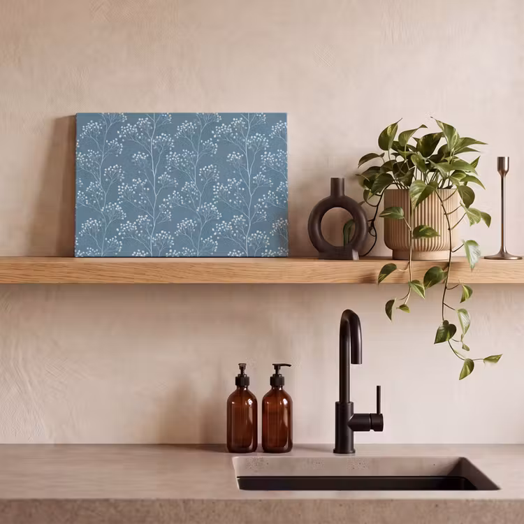Takken - Bessen - Patroon - Lichtblauw canvas 2cm klein 34 -sfeer3