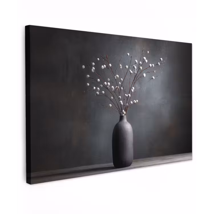 Takken - Vaas - Bolletjes - Wit canvas 2cm klein -z3d