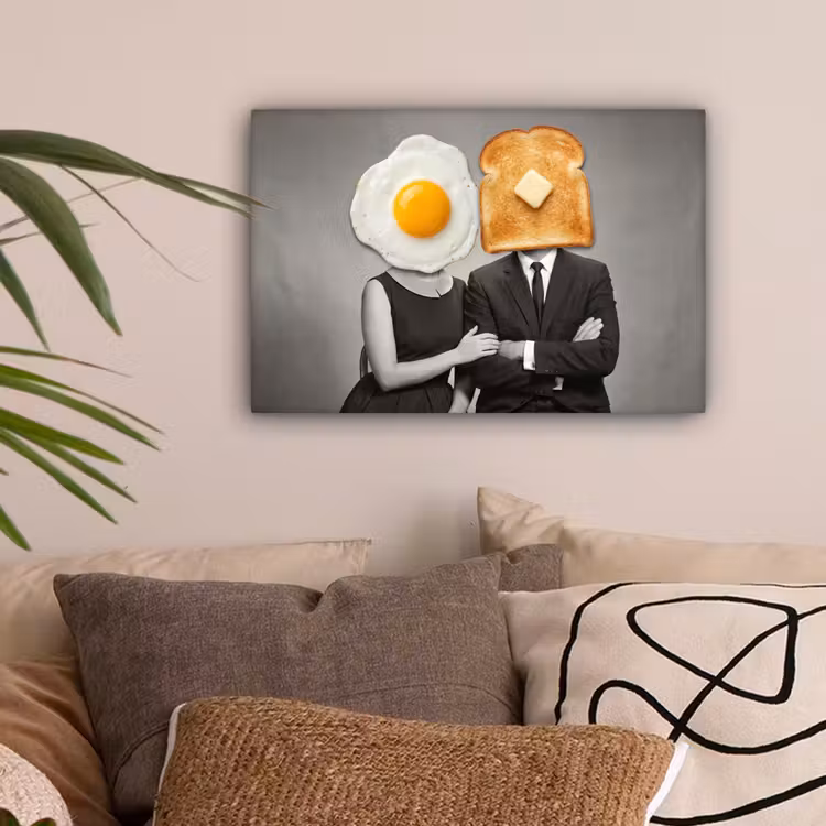 Ontbijt - Koppel - Ei - Brood canvas 2cm klein -sfeer1