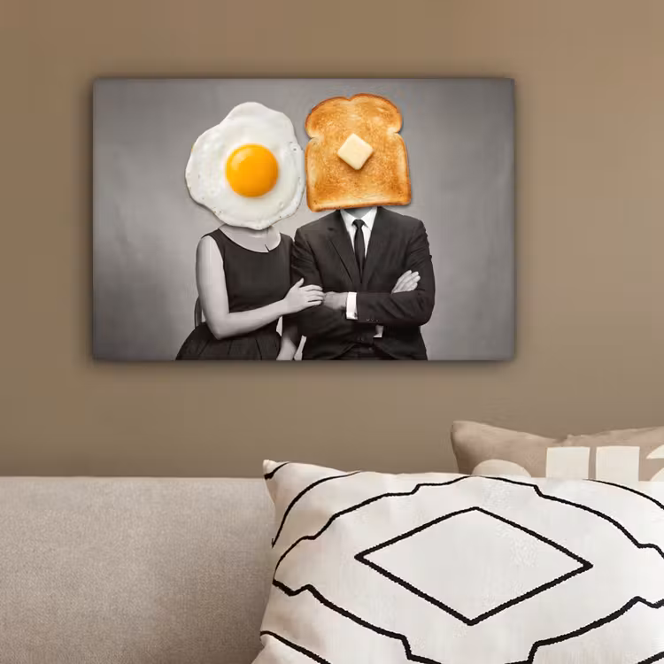 Ontbijt - Koppel - Ei - Brood canvas 2cm klein -sfeer3