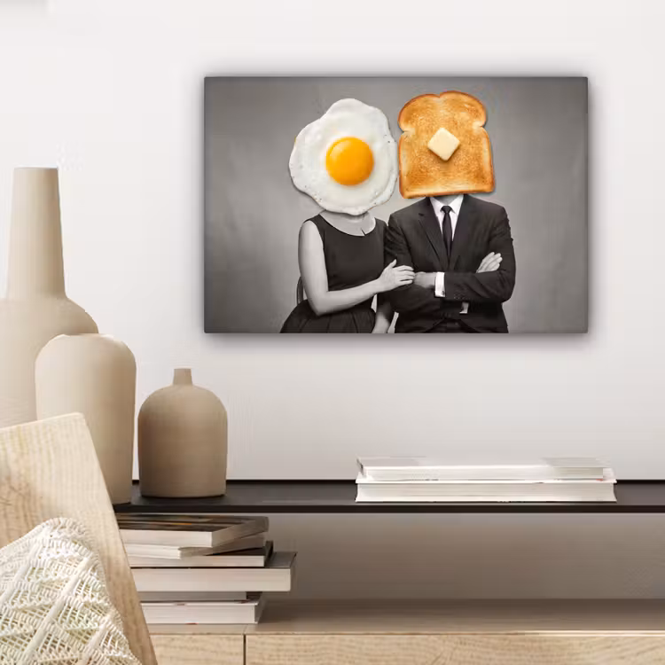 Ontbijt - Koppel - Ei - Brood canvas 2cm klein -sfeer6