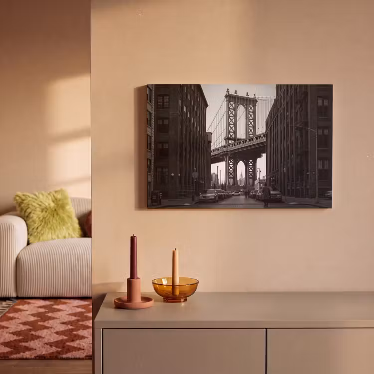 Brug - Stad - Architectuur - Modern - Zwart-wit canvas 2cm klein -sfeer1