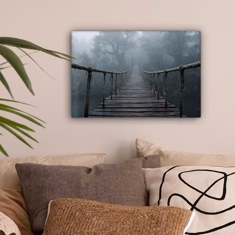 Brug - Jungle - Mist - Natuur canvas 2cm klein -sfeer1