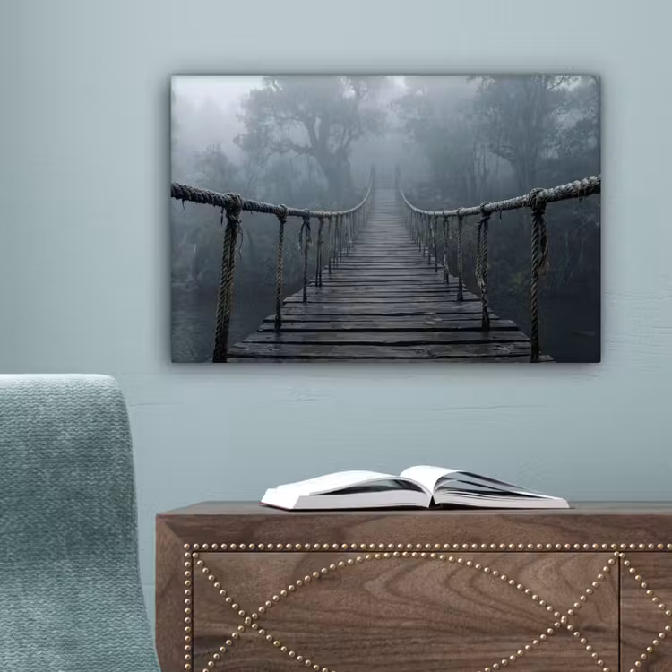 Brug - Jungle - Mist - Natuur canvas 2cm klein -sfeer4