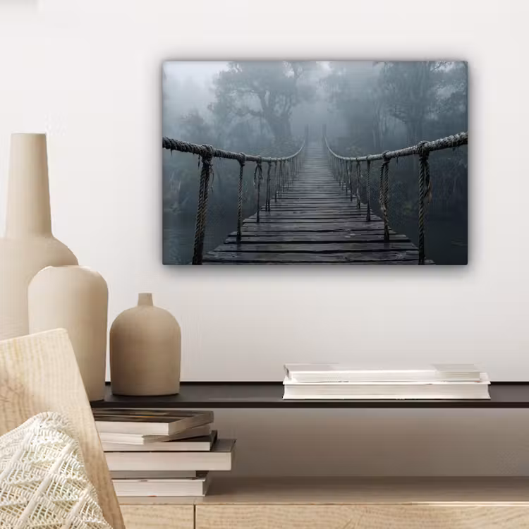 Brug - Jungle - Mist - Natuur canvas 2cm klein -sfeer6