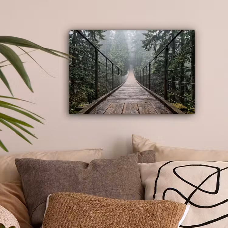 Brug - Bos - Mist - Natuur canvas 2cm klein -sfeer1