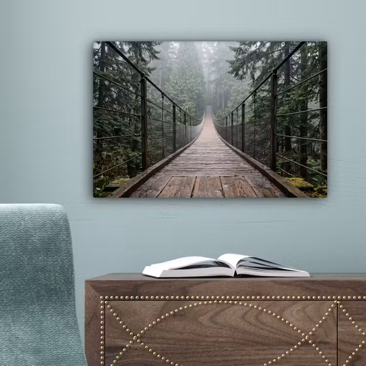 Brug - Bos - Mist - Natuur canvas 2cm klein -sfeer4