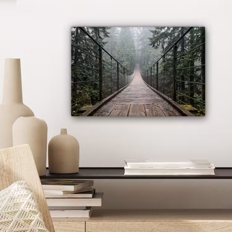 Brug - Bos - Mist - Natuur canvas 2cm klein -sfeer6