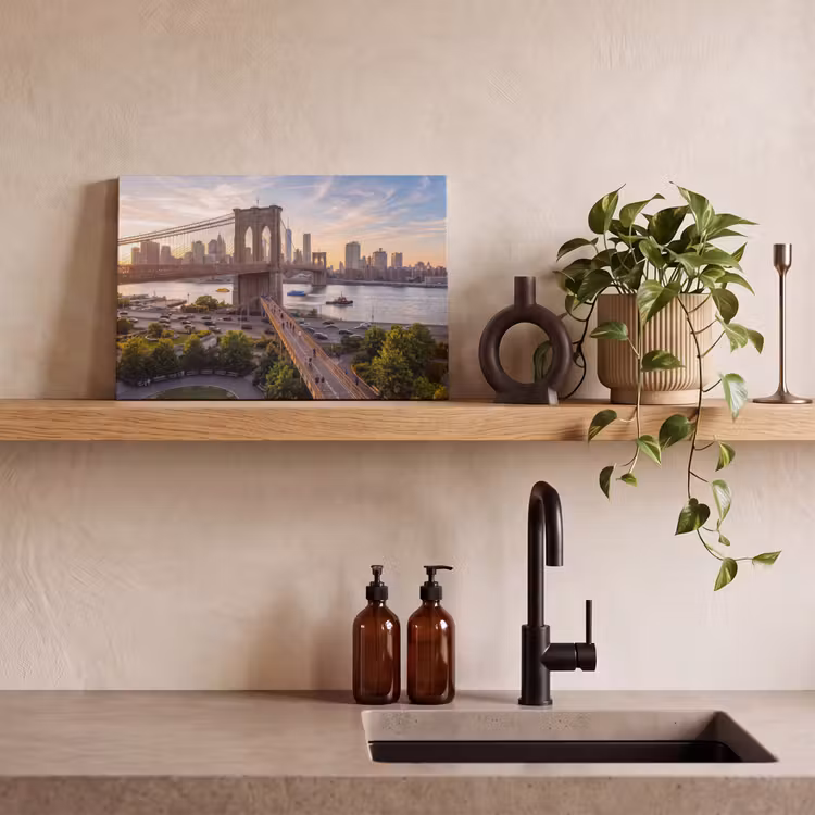 Brug - Rivier - Stad - Zonsondergang - Architectuur canvas 2cm klein -sfeer3