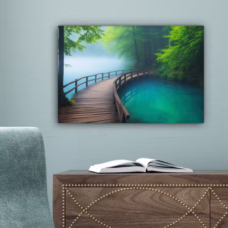 Brug - Water - Rivier - Bos canvas 2cm klein -sfeer4