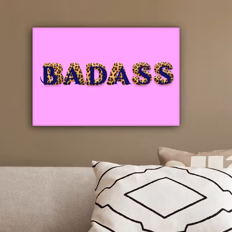 Felroze - Badass - Panterprint - Schaduw canvas 2cm klein -sfeer3