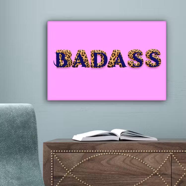 Felroze - Badass - Panterprint - Schaduw canvas 2cm klein -sfeer4