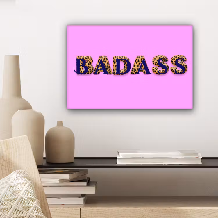 Felroze - Badass - Panterprint - Schaduw canvas 2cm klein -sfeer6