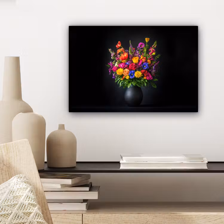 Felgekleurd - Bloemen - Vaas canvas 2cm klein -sfeer6