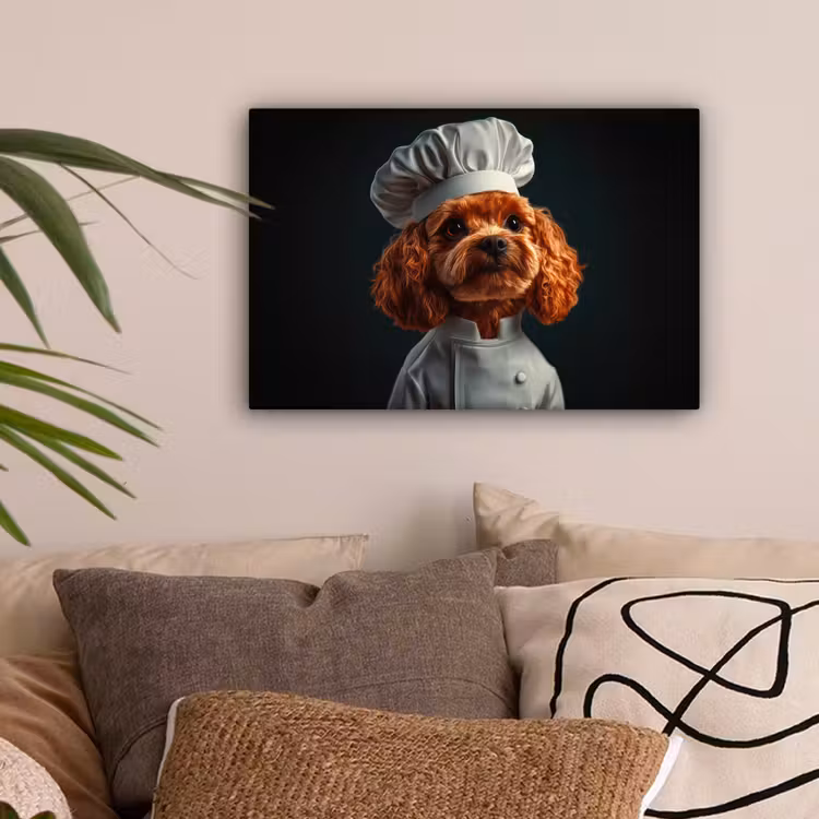 Bruin - Kok - Hondje canvas 2cm klein -sfeer1