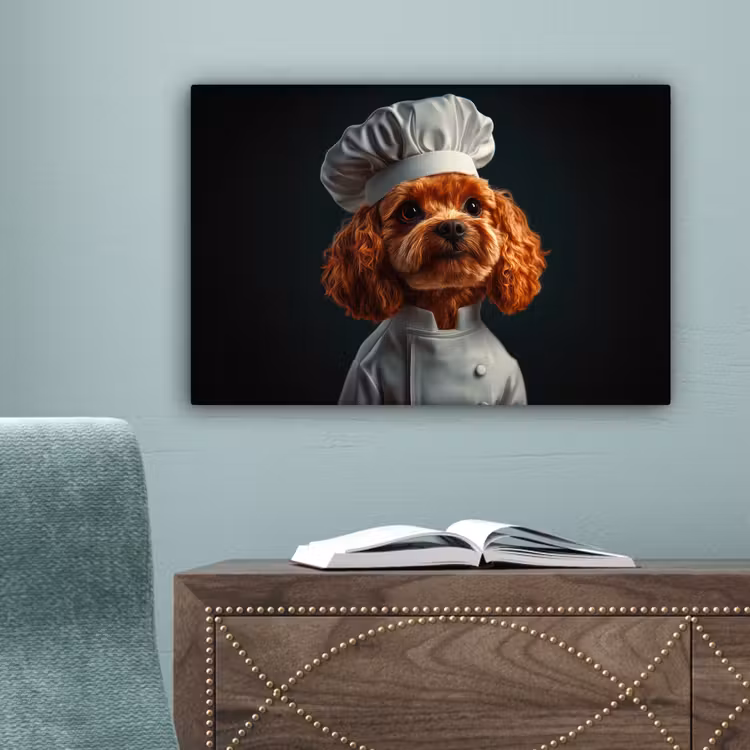 Bruin - Kok - Hondje canvas 2cm klein -sfeer4