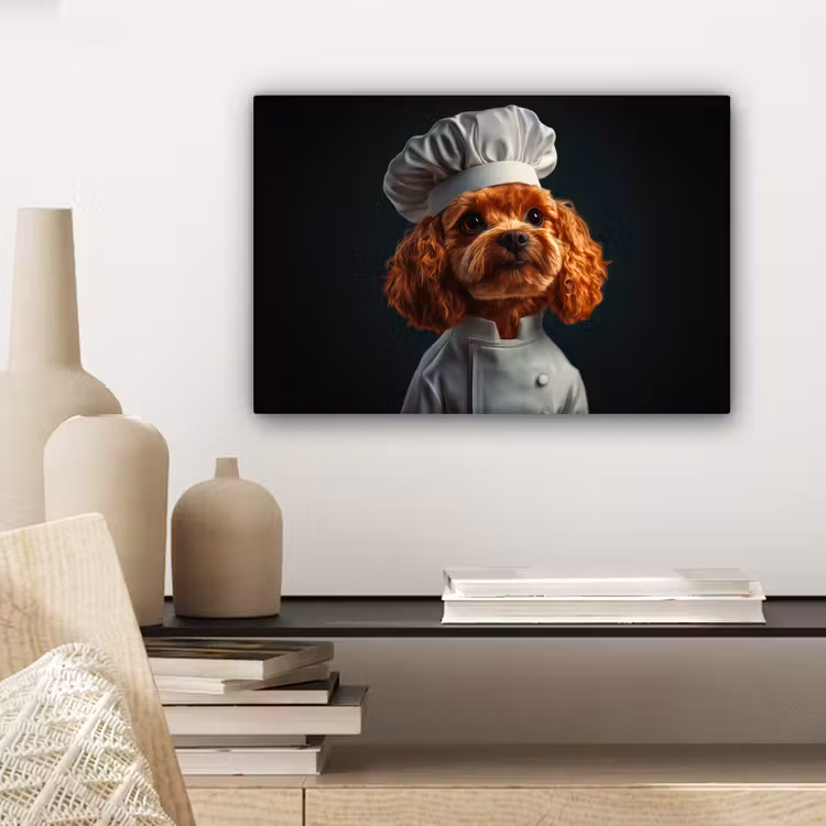 Bruin - Kok - Hondje canvas 2cm klein -sfeer6