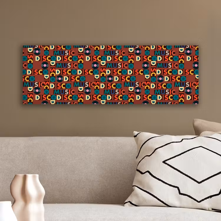 Bruin - Retro - Disco - Patroon canvas 2cm klein 828 -sfeer3