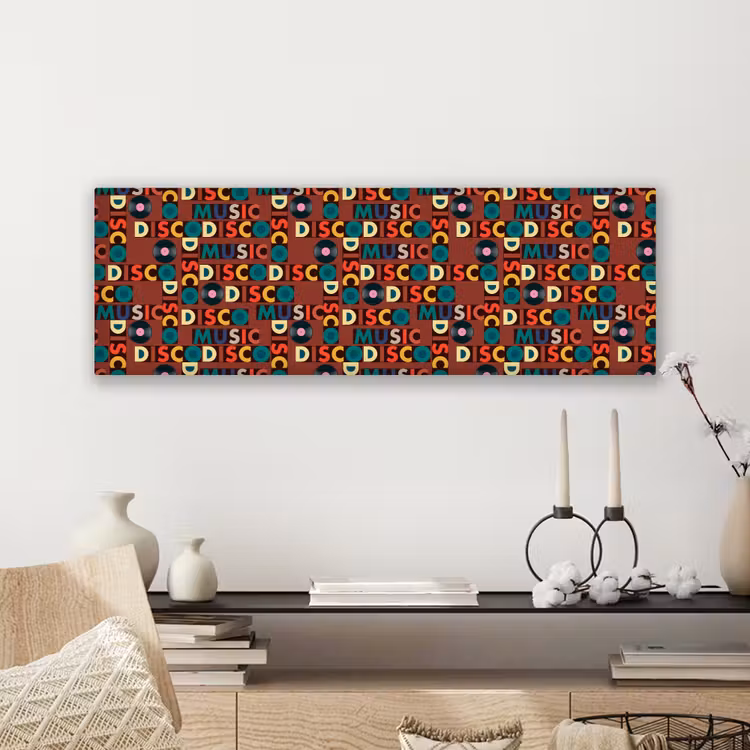 Bruin - Retro - Disco - Patroon canvas 2cm klein 828 -sfeer6