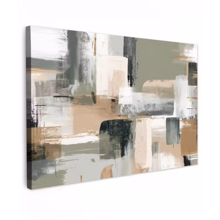 Penseelstreken - Abstract - Aardetinten canvas 2cm klein -z3d