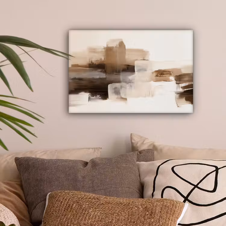 Penseelstreken - Abstract landschap - Rust canvas 2cm klein -sfeer1