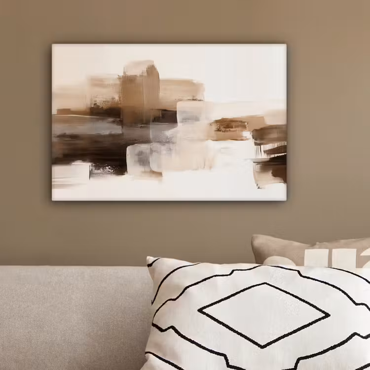 Penseelstreken - Abstract landschap - Rust canvas 2cm klein -sfeer3