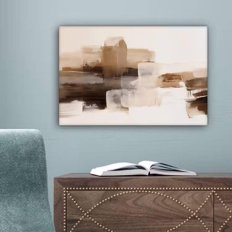 Penseelstreken - Abstract landschap - Rust canvas 2cm klein -sfeer4