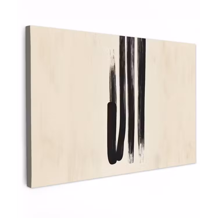 Penseelstreken - Verticaal - Zwart canvas 2cm klein -z3d