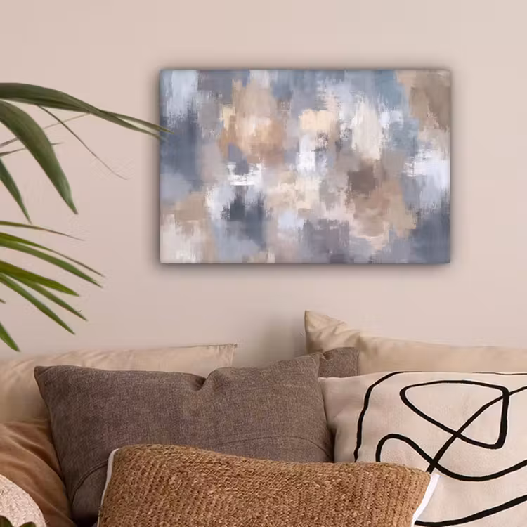 Penseelstreken - Schilderij - Beige canvas 2cm klein -sfeer1