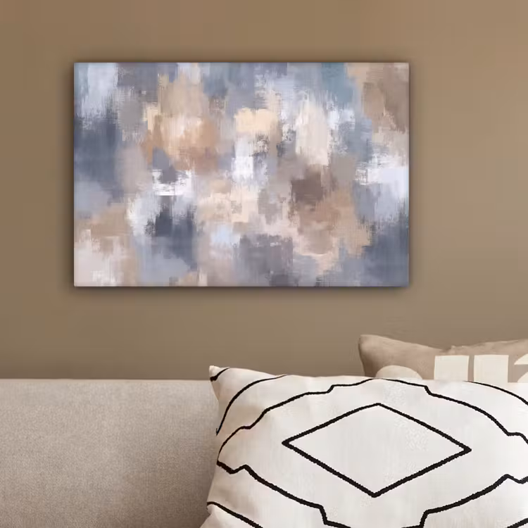 Penseelstreken - Schilderij - Beige canvas 2cm klein -sfeer3