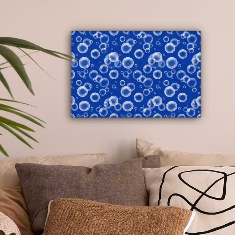 Bubbels - Patroon - Blauw canvas 2cm klein -sfeer1