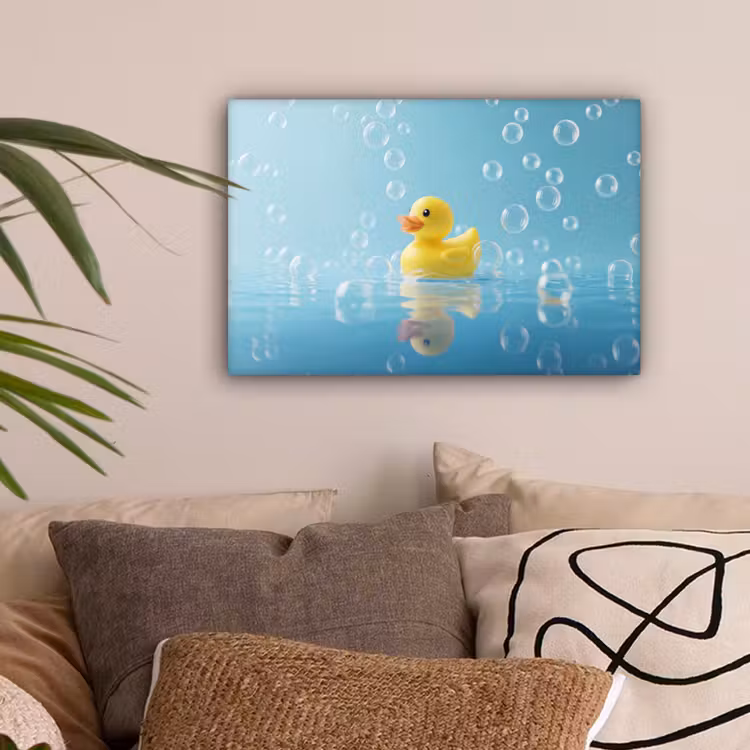 Bubbels - Badeend - Geel canvas 2cm klein -sfeer1