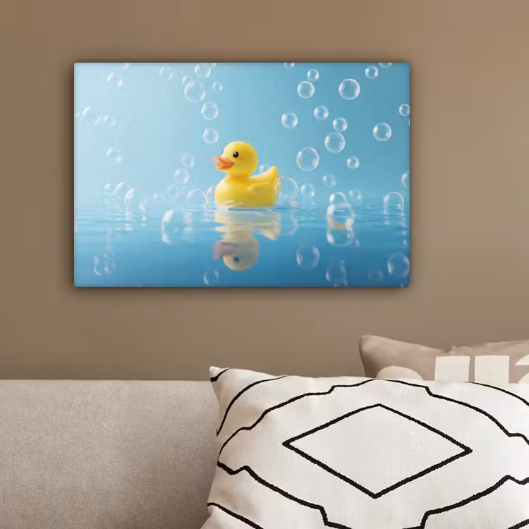 Bubbels - Badeend - Geel canvas 2cm klein -sfeer3