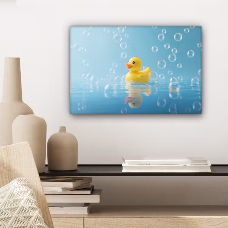 Bubbels - Badeend - Geel canvas 2cm klein -sfeer6