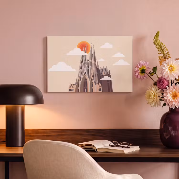 Gebouw - Torens - Architectuur - Abstract - Zonsondergang canvas 2cm klein -sfeer4