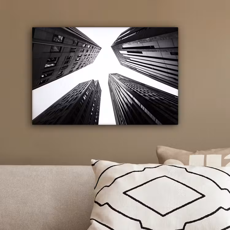 Gebouwen - Lucht - Zwart canvas 2cm klein -sfeer3