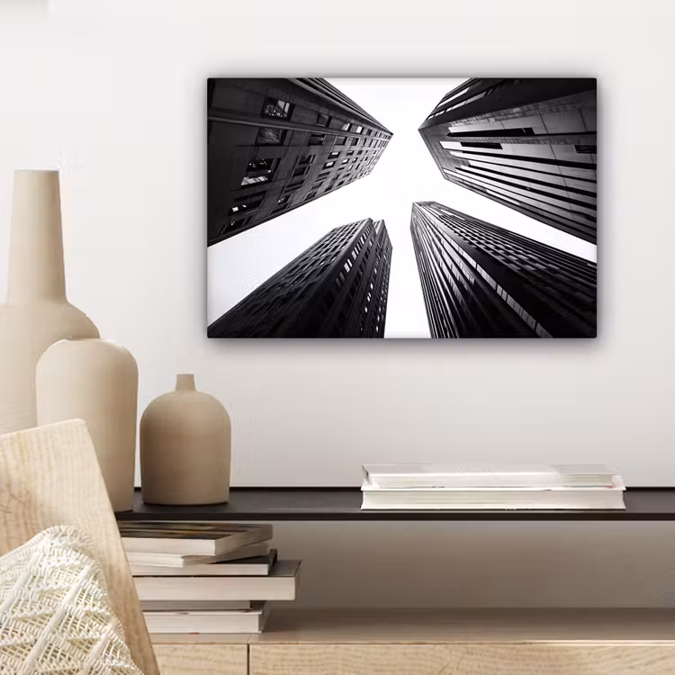 Gebouwen - Lucht - Zwart canvas 2cm klein -sfeer6